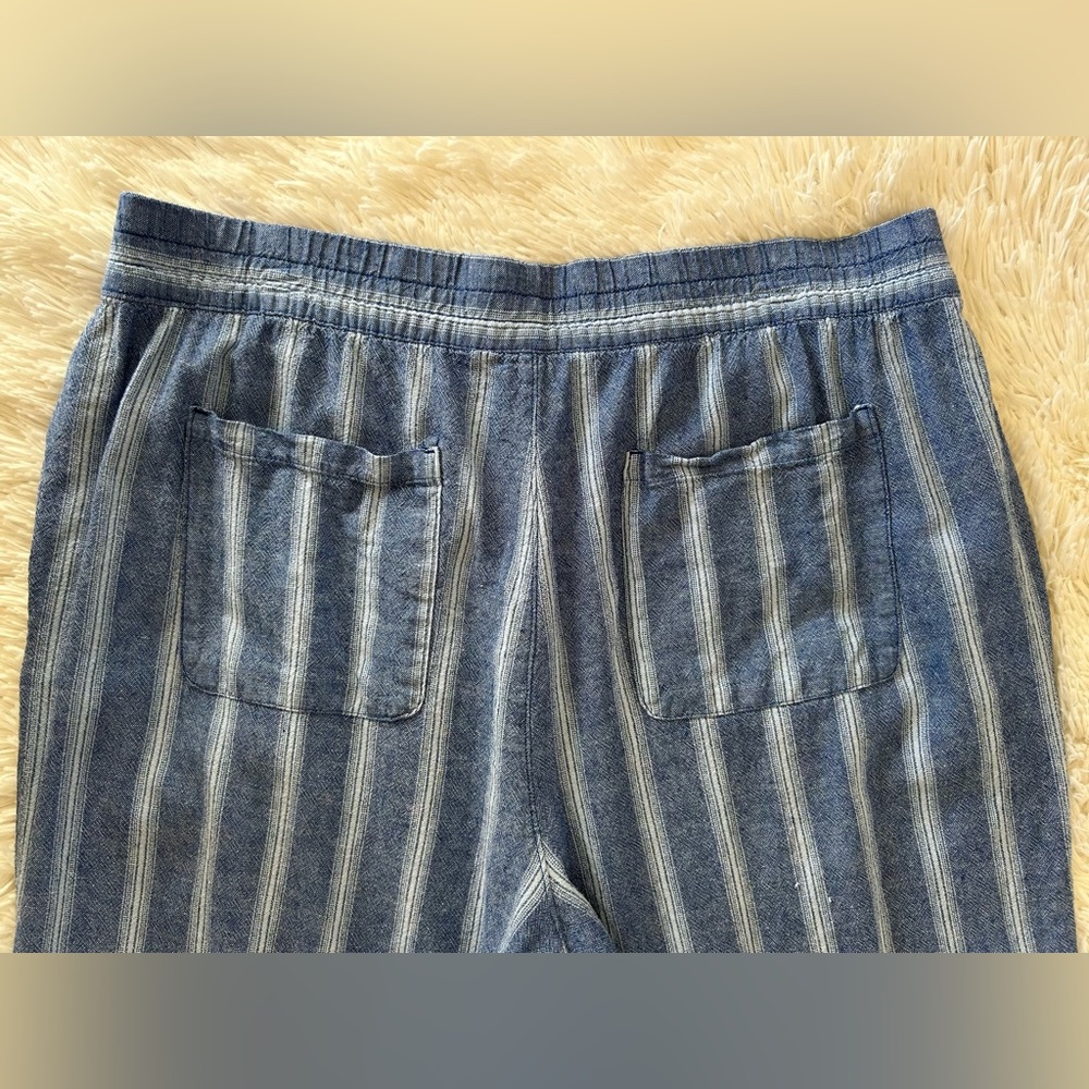 Old Navy | Blue Striped Wide Leg Linen Pants - Picture 7 of 8